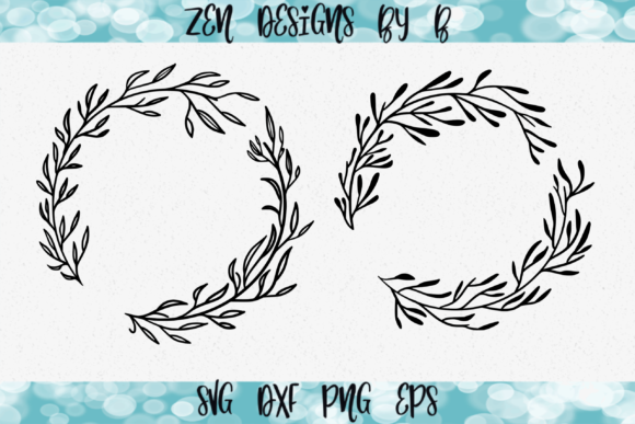 2 Floral Wreaths Hand Drawn
