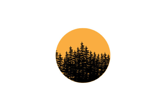 Enhancing Design Workflows with the Silhouette Pine, Evergreen with Sunset Vector