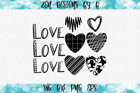 Hand-Drawn Love and Hearts Graphic: A Versatile Design for Creative Projects