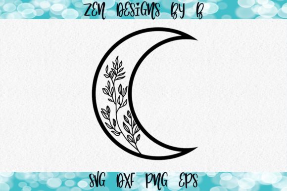 Hand Drawn Moon with Vines: A Creative Design for Crafting Enthusiasts