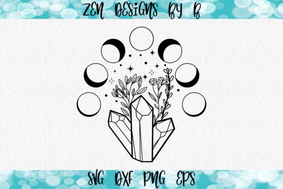 Moon Phases with Crystals and Vines: A Harmonious Blend of Nature and Design